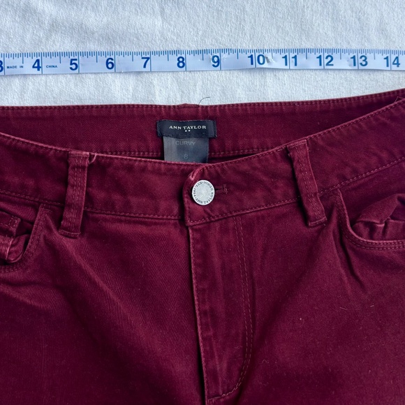 Ann Taylor Maroon Curvy Skinny Velvet Jeans - Picture 6 of 11